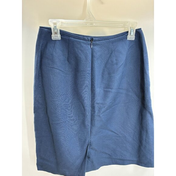 Kasper Women’s 4P Linen Blend Pencil Skirt Navy Blue Petite Career Office Work - Picture 3 of 6